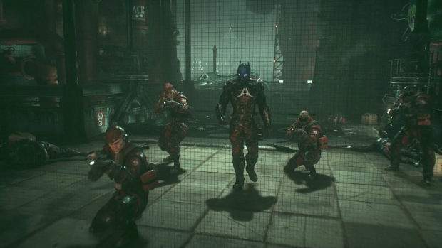 Der Arkham Knight im Kreis seiner Söldner. (Screenshot: Golem.de)